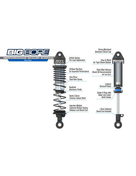 1-10 Big Bore Front-Rear (90mm-95mm) Scaler Shocks for most Crawlers