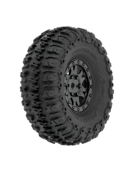 1-24 Trencher F-R 1.0" Tires Mounted 7mm Black Impulse (4): SCX24
