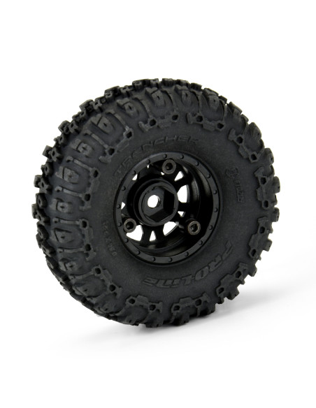 1-24 Trencher F-R 1.0" Tires Mounted 7mm Black Impulse (4): SCX24