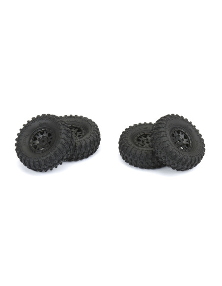 1-24 Hyrax Front-Rear 1.0" Tires Mounted 7mm Black Impulse (4): SCX24
