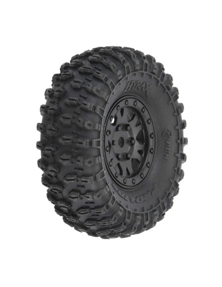 1-24 Hyrax Front-Rear 1.0" Tires Mounted 7mm Black Impulse (4): SCX24