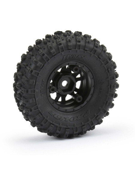 1-24 Hyrax Front-Rear 1.0" Tires Mounted 7mm Black Impulse (4): SCX24