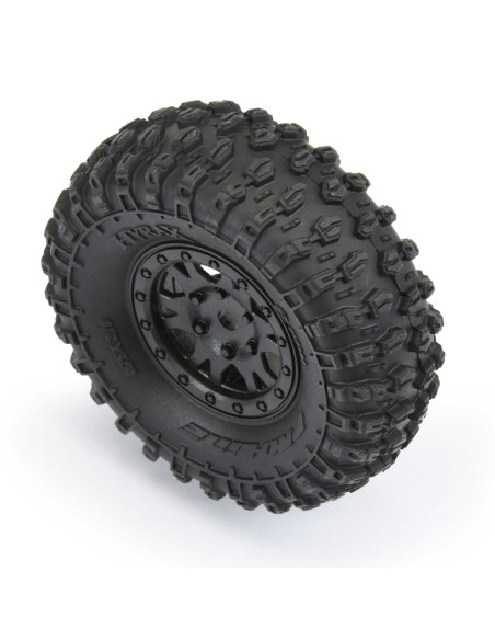 1-24 Hyrax Front-Rear 1.0" Tires Mounted 7mm Black Impulse (4): SCX24