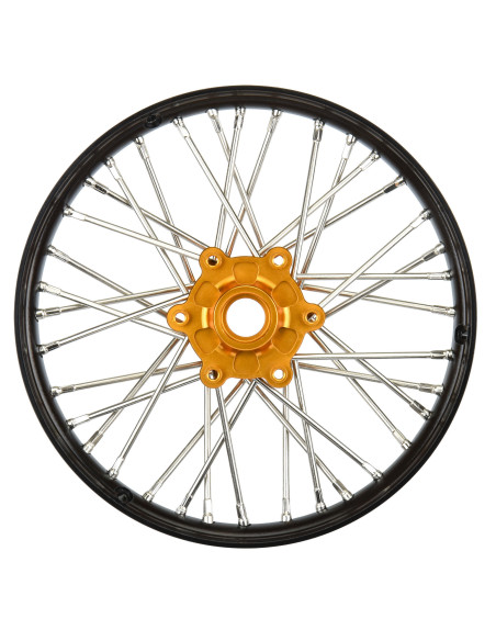 1-4 Pro-Spec Aluminum V2 Bead Front Wheel Black-Gold (1): Promoto-MX