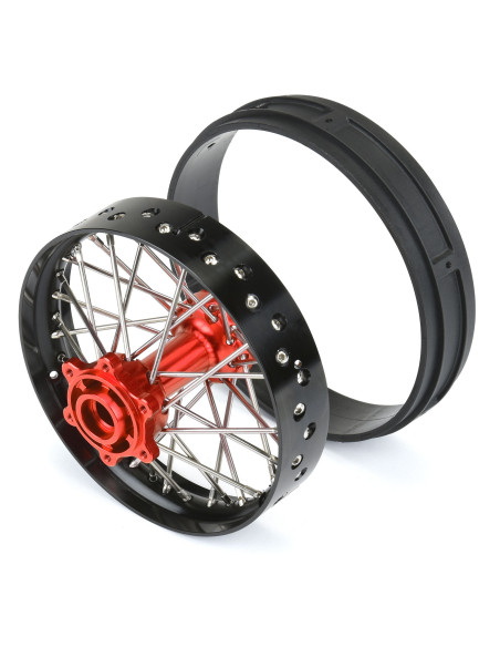 1-4 Pro-Spec Aluminum V2 Bead Rear Wheel Black-Red (1): Promoto-MX