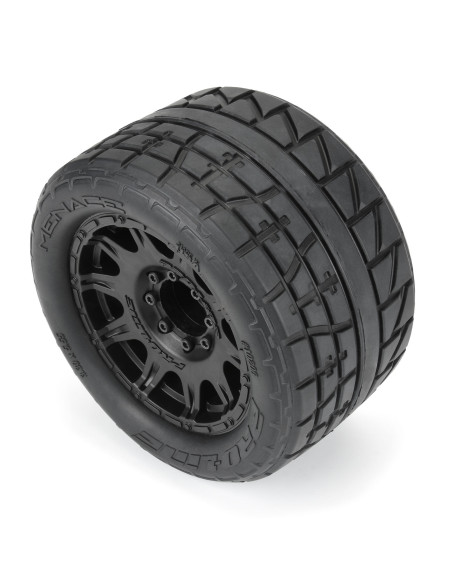 1-8 Menace HP BELTED F-R 3.8" MT Tires Mounted 17mm Black Raid (2)