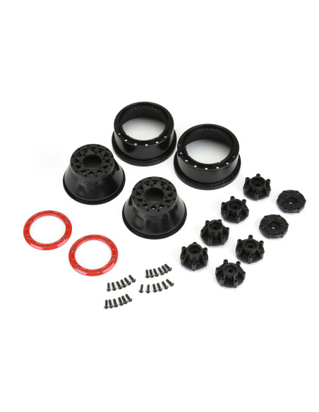 1-10 Raid Bead-Loc Fr-Rr 2.2"-3.0" 12 & 14mm SC Wheels (2) Red-Black