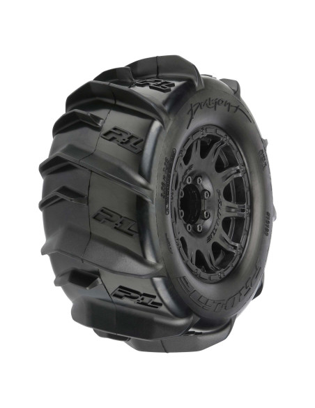 1-8 Dumont F-R 3.8" MT Tires Mounted 17mm Black Raid (2)