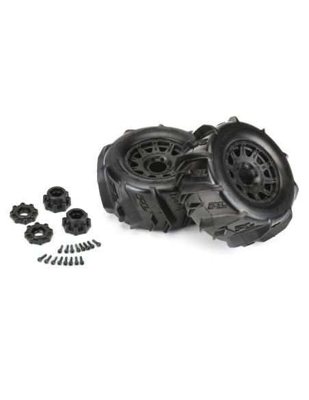 1-8 Dumont F-R 3.8" MT Tires Mounted 17mm Black Raid (2)