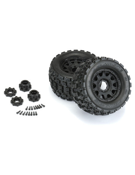 1-8 Badlands MX38 F-R 3.8" MT Tires Mounted 17mm Black Raid (2)