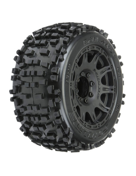 1-8 Badlands F-R 3.8" MT Tires Mounted 17mm Black Raid (2)