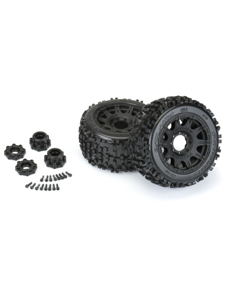 1-8 Badlands F-R 3.8" MT Tires Mounted 17mm Black Raid (2)