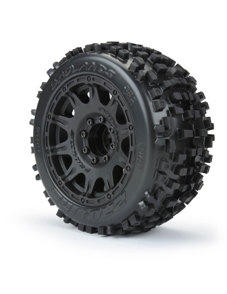 1-8 Badlands F-R 3.8" MT Tires Mounted 17mm Black Raid (2)