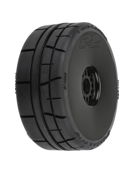 1/8 Menace HP BELTED Speed Run F/R Tires Mounted 17mm Black (2)