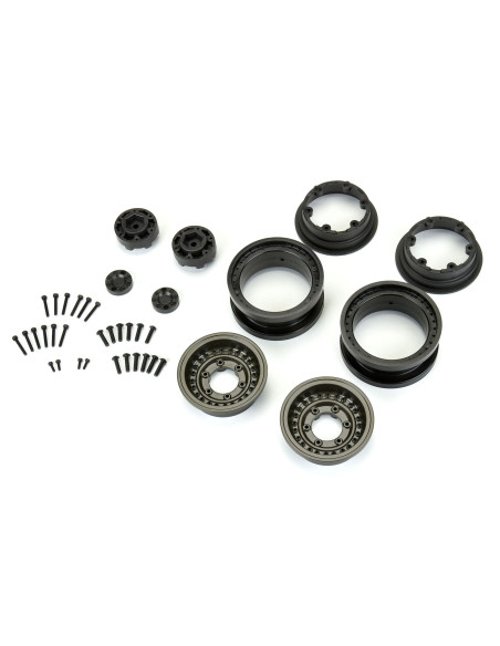1-6 Black Rhino Armory Alum 2.9" Dual Offset SCX6 Wheels (2) Gunmetal