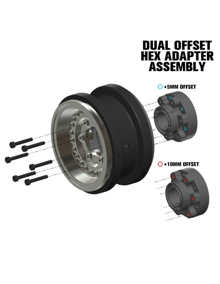 1-6 Black Rhino Armory Alum 2.9" Dual Offset SCX6 Wheels (2) Gunmetal