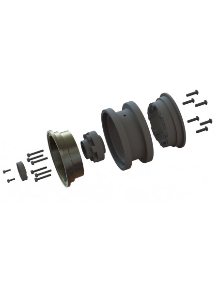 1-6 Black Rhino Armory Alum 2.9" Dual Offset SCX6 Wheels (2) Gunmetal