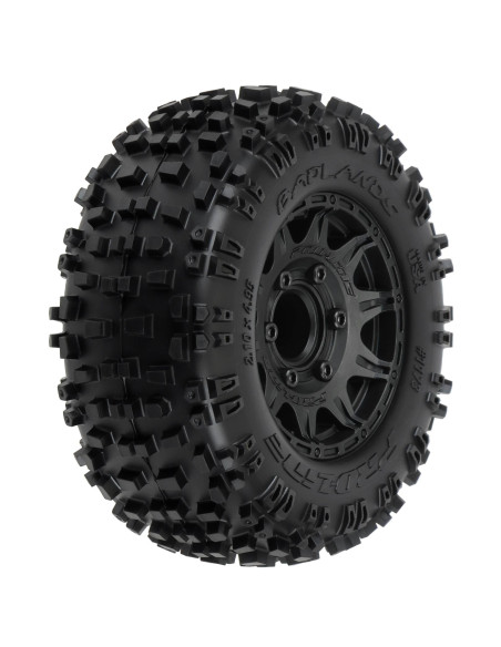 1-10 Badlands F-R 2.8" MT Tires Mounted 12mm-14mm Black Raid (2)