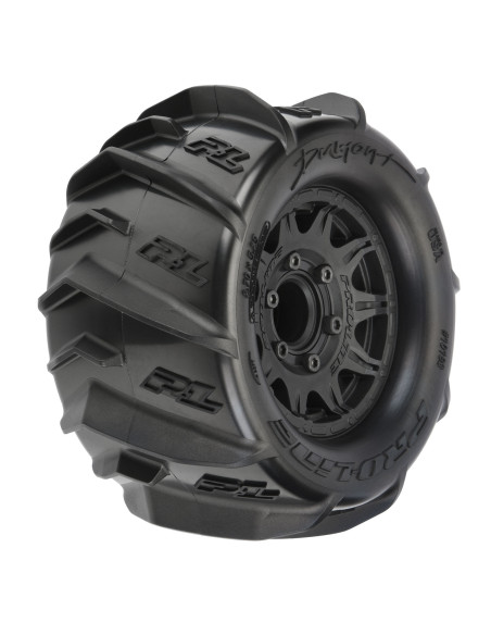 1-10 Dumont F-R 2.8" MT Tires Mounted 12mm-14mm Black Raid (2)