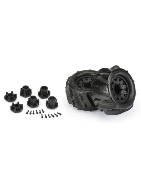 1-10 Dumont F-R 2.8" MT Tires Mounted 12mm-14mm Black Raid (2)