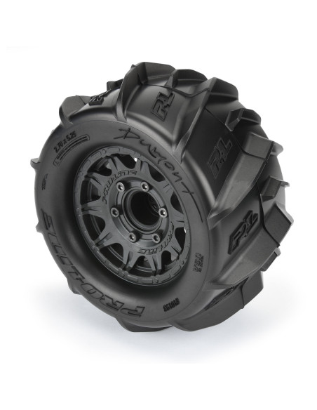 1-10 Dumont F-R 2.8" MT Tires Mounted 12mm-14mm Black Raid (2)