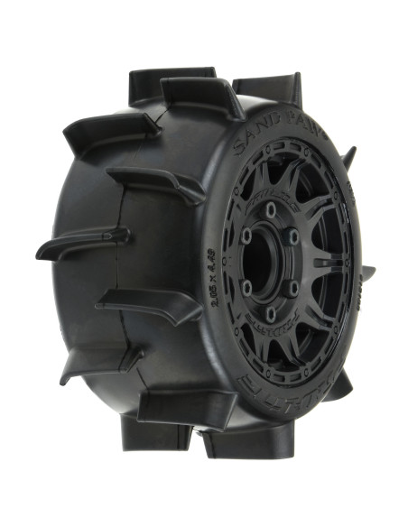 1-10 Sand Paw LP F-R 2.8" MT Tires Mounted 12mm-14mm Black Raid (2)