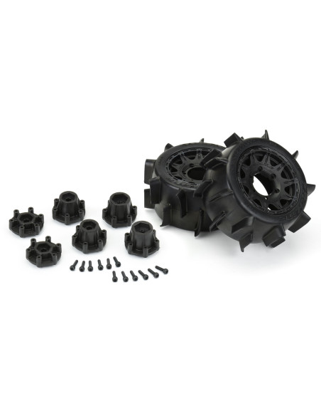 1-10 Sand Paw LP F-R 2.8" MT Tires Mounted 12mm-14mm Black Raid (2)