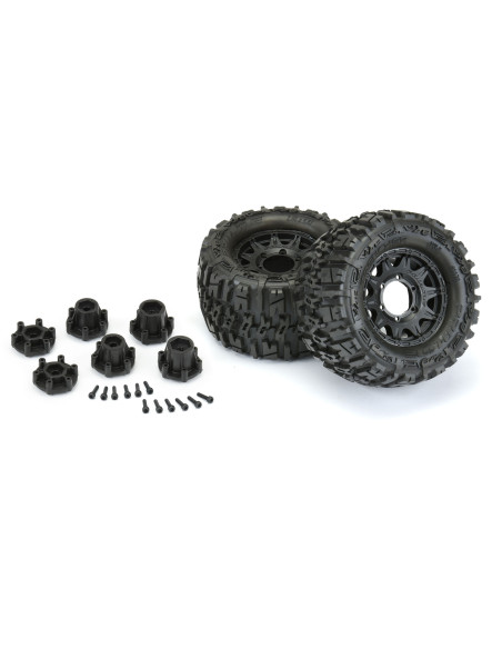 1-10 Trencher F-R 2.8" MT Tires Mounted 12mm-14mm Black Raid (2)