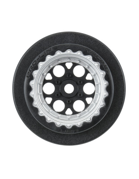 1-16 Showtime+ Rear 8mm Hex Wheels Black-Silver (2): Losi Mini Drag