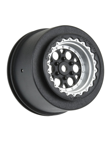 1-16 Showtime+ Rear 8mm Hex Wheels Black-Silver (2): Losi Mini Drag
