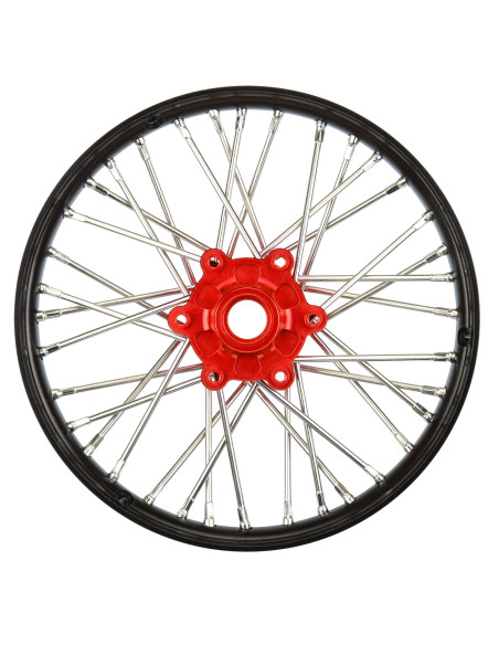 1-4 Pro-Spec Aluminum V2 Bead Front Wheel Black-Red (1): Promoto-MX