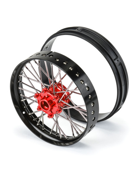 1-4 Pro-Spec Aluminum V2 Bead Front Wheel Black-Red (1): Promoto-MX