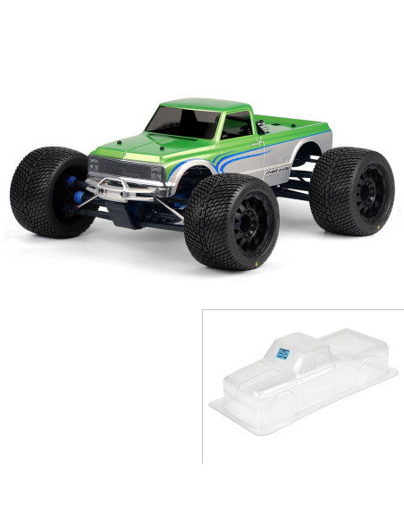 1-8 1972 Chevy C-10 Long Bed Clear Body: Monster Truck