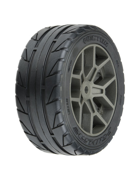 1-8 Vector S3 Front-Rear 35-85 2.4" Belted Mounted Tires  14mm Gray: Vendetta