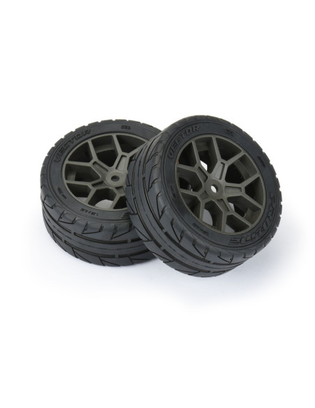 1-8 Vector S3 Front-Rear 35-85 2.4" Belted Mounted Tires  14mm Gray: Vendetta