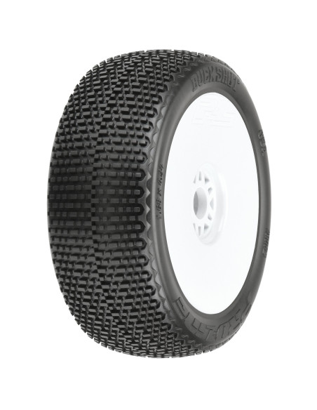 1/8 Buck Shot M3 Front/Rear Buggy Tires Mounted 17mm White (2)