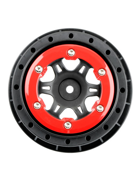 1-10 Split Six Front 2.2"-3.0" 12mm Short Course Wheels (2) Red-Blk