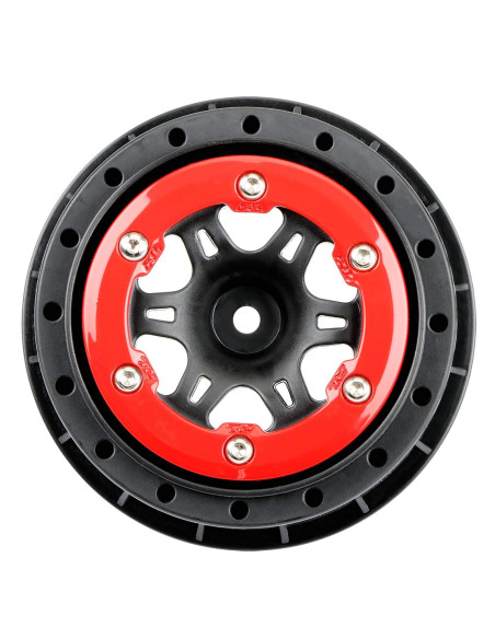 1-10 Split Six Rear 2.2"-3.0" 12mm Short Course Wheels (2) Red-Black