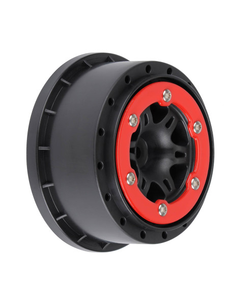 1-10 Split Six Rear 2.2"-3.0" 12mm Short Course Wheels (2) Red-Black
