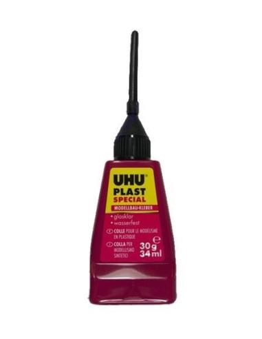 Pegamento UHU especial para plástico, en aguja.(34ml)