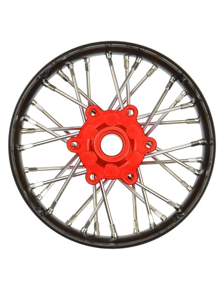 1-4 Pro-Spec Aluminum V2 Bead Front Wheel Black-Red (1): Promoto-SM