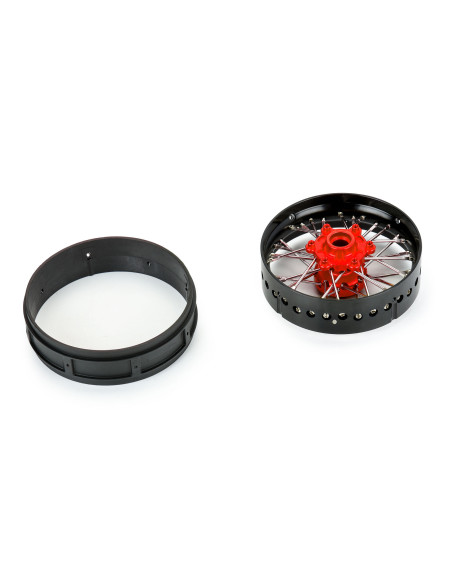 1-4 Pro-Spec Aluminum V2 Bead Front Wheel Black-Red (1): Promoto-SM