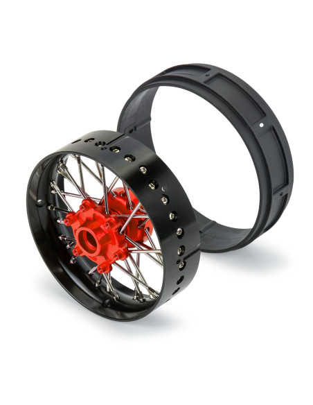 1-4 Pro-Spec Aluminum V2 Bead Front Wheel Black-Red (1): Promoto-SM