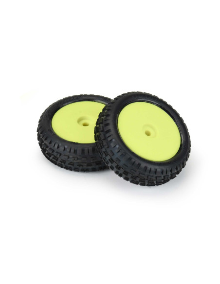 1-18 Wedge Front Carpet Mini-B Tires Mounted 8mm Yellow Wheels (2)