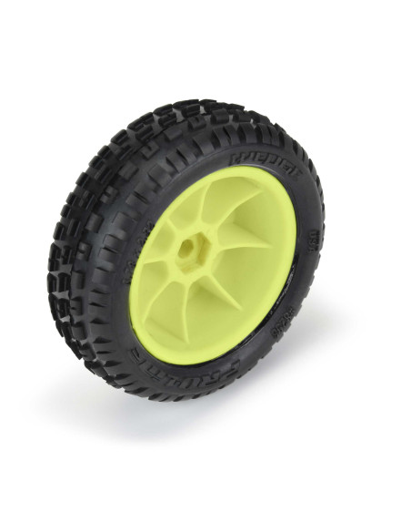 1-18 Wedge Front Carpet Mini-B Tires Mounted 8mm Yellow Wheels (2)