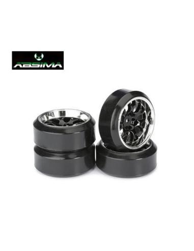 2510042 Ruedas para Drift con llanta cromada y negra 1/10  - Perfil C (4u)