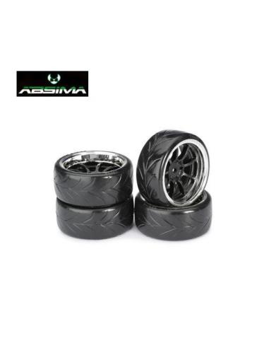 2510044 Ruedas para Drift con llanta cromada y negra 1/10  - Perfil A (4u)
