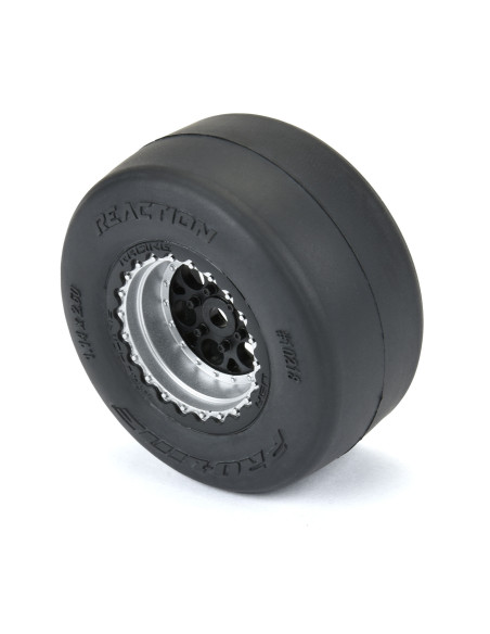 1-16 Reaction Rear Tires MTD 8mm Black-Silver (2): Losi Mini Drag