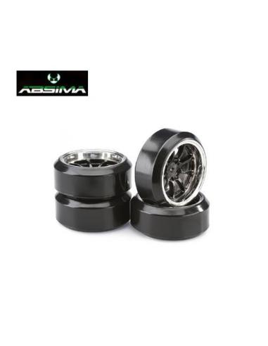 2510045 Ruedas para Drift con llanta cromada y negra 1/10  - Perfil C (4u)