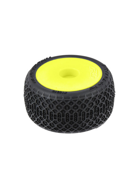 1-28 Electron 2.0 T F-R Tires Mounted 7mm Yellow (4): Micro-T